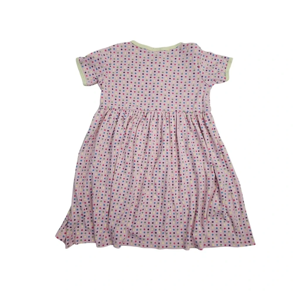 Hanna Andersson Girls Pink Polka Dot Cotton Playground Dress Size 130/8 years